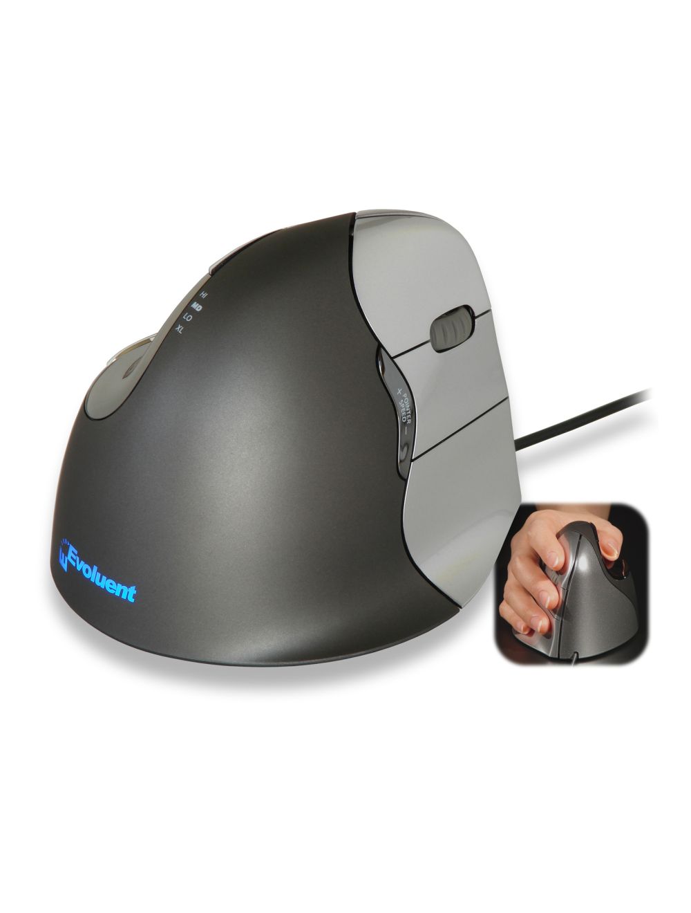 Souris verticale 4 Sans fil Droitier Evoluent - Ergonomique